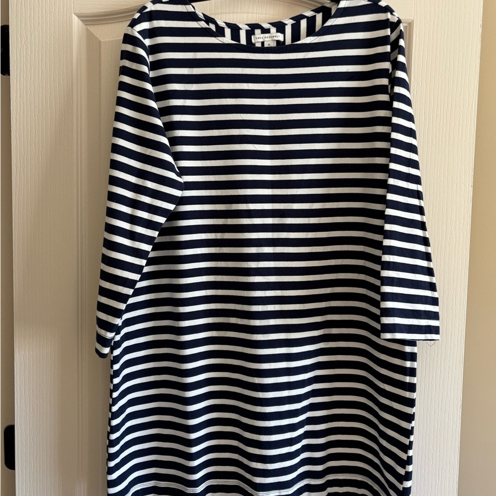 Striped Navy and White Mini Dress - Casual Breton Style